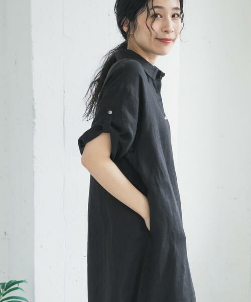 URBAN RESEARCH DOORS / アーバンリサーチ ドアーズ ワンピース | リネン半袖シャツワンピース | 詳細14