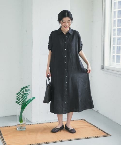 URBAN RESEARCH DOORS / アーバンリサーチ ドアーズ ワンピース | リネン半袖シャツワンピース | 詳細15