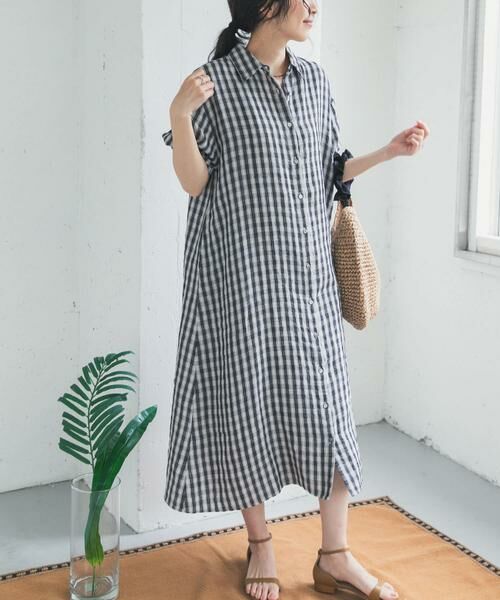 URBAN RESEARCH DOORS / アーバンリサーチ ドアーズ ワンピース | リネン半袖シャツワンピース | 詳細19