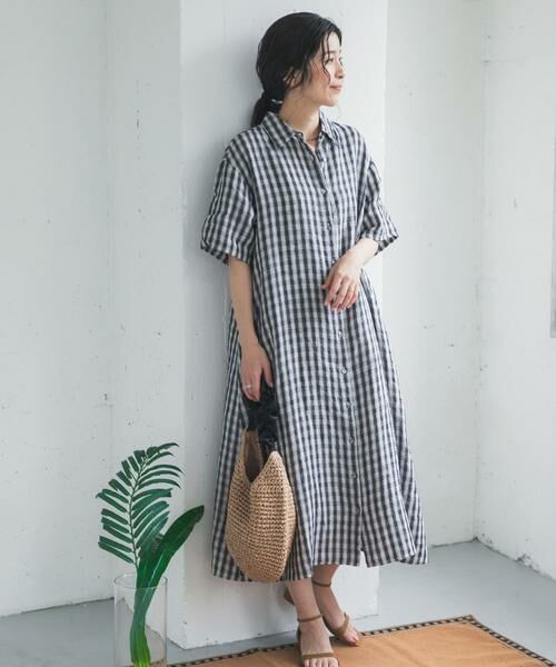 URBAN RESEARCH DOORS / アーバンリサーチ ドアーズ ワンピース | リネン半袖シャツワンピース | 詳細21