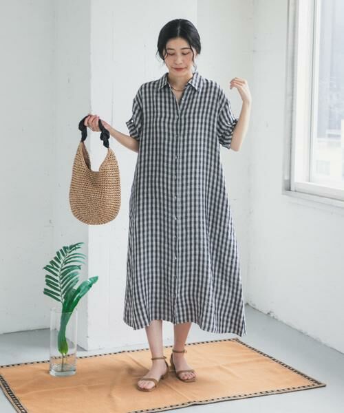 URBAN RESEARCH DOORS / アーバンリサーチ ドアーズ ワンピース | リネン半袖シャツワンピース | 詳細24