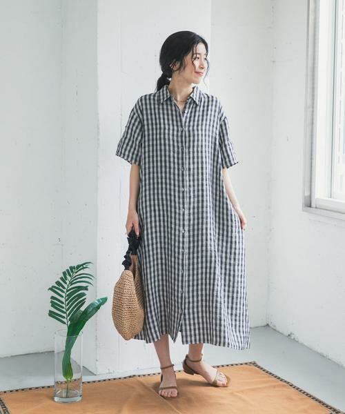 URBAN RESEARCH DOORS / アーバンリサーチ ドアーズ ワンピース | リネン半袖シャツワンピース | 詳細25
