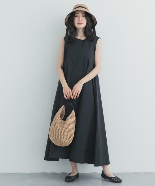 URBAN RESEARCH DOORS / アーバンリサーチ ドアーズ ワンピース | 撥水ノースリーブAラインワンピース（ブラック）