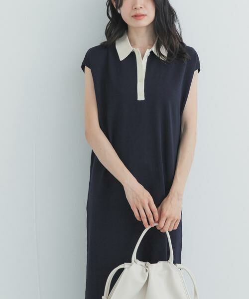 URBAN RESEARCH DOORS / アーバンリサーチ ドアーズ ワンピース | フレンチスリーブニットワンピース（ネイビー）