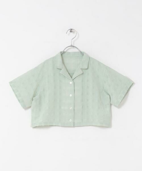 URBAN RESEARCH DOORS / アーバンリサーチ ドアーズ トップス | シアーチェックオープンカラーシャツ(KIDS)（ミント）