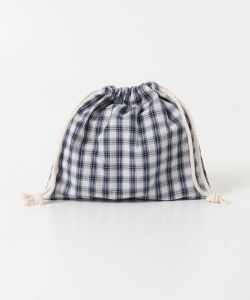 URBAN RESEARCH DOORS / アーバンリサーチ ドアーズ ポーチ | CINQ　ネイビーチェック 巾着S | 詳細1