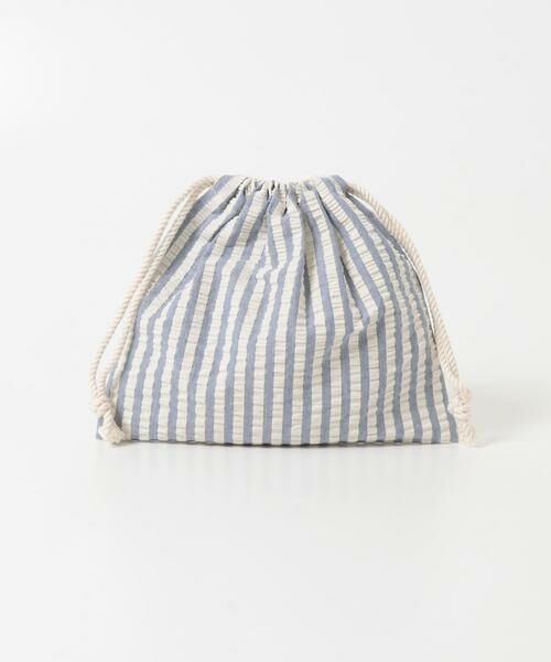 URBAN RESEARCH DOORS / アーバンリサーチ ドアーズ ポーチ | CINQ　ライトブルーストライプ 巾着S（ライトブルー）