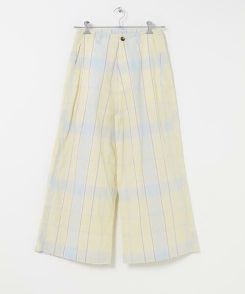 URBAN RESEARCH DOORS / アーバンリサーチ ドアーズ その他パンツ | MEYAME　CHECK SIDE LINE WIDE PANTS（イエロー）