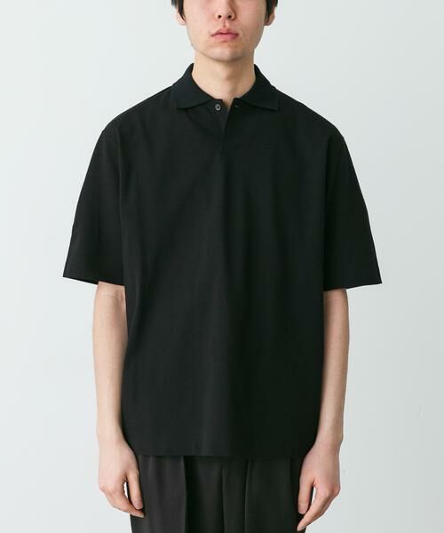 URBAN RESEARCH DOORS / アーバンリサーチ ドアーズ ポロシャツ | marka　ONE BUTTON T-SHIRTS SHORT-SLEEVE（ブラック）