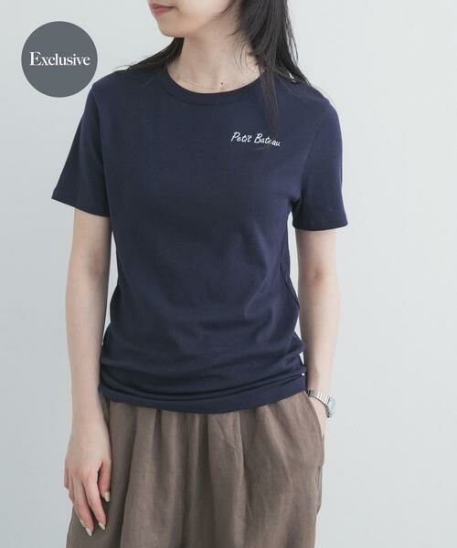URBAN RESEARCH DOORS / アーバンリサーチ ドアーズ Tシャツ | 『別注』PETIT BATEAU×DOORS　EMBROIDERYT-SHIRTSCU（ネイビー）