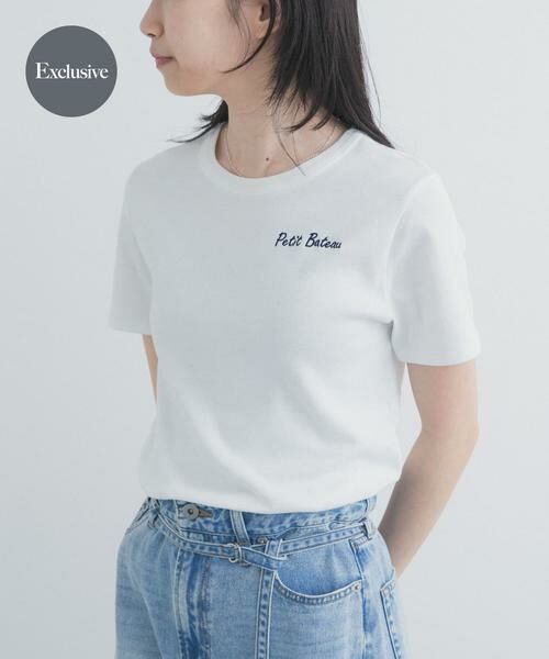 URBAN RESEARCH DOORS / アーバンリサーチ ドアーズ Tシャツ | 『別注』PETIT BATEAU×DOORS　EMBROIDERYT-SHIRTSCU（ホワイト）