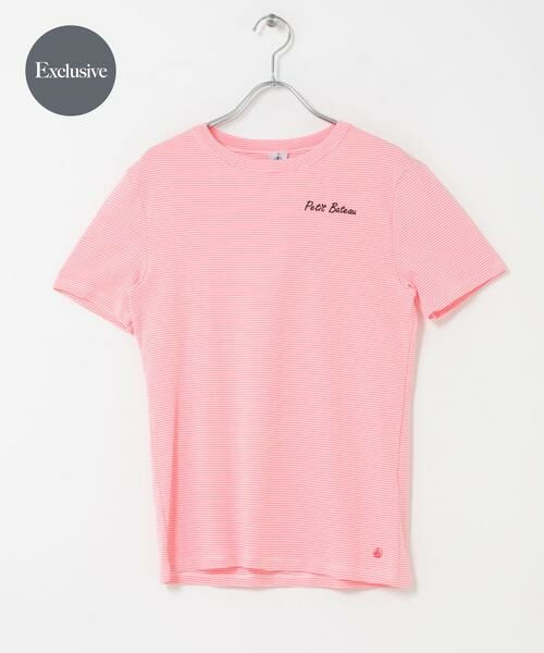 URBAN RESEARCH DOORS / アーバンリサーチ ドアーズ Tシャツ | 『別注』PETIT BATEAU×DOORS　EMBROIDERYT-SHIRTSCUST（ピンク）