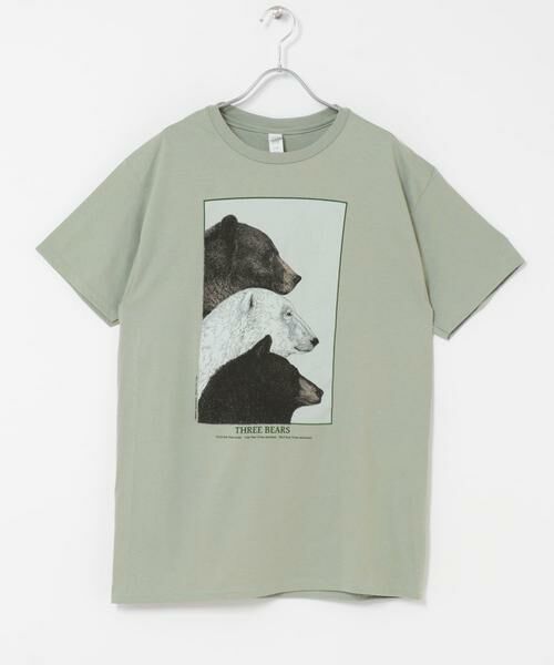 URBAN RESEARCH DOORS / アーバンリサーチ ドアーズ Tシャツ | LIBERTY GRAPHICS　THREEBEARST-SHIRTS（ライトグレー）