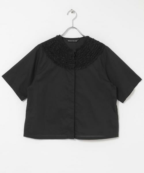 URBAN RESEARCH DOORS / アーバンリサーチ ドアーズ シャツ・ブラウス | mizuiro-ind　FRILL CREW NECK SHIRTS（ブラック）