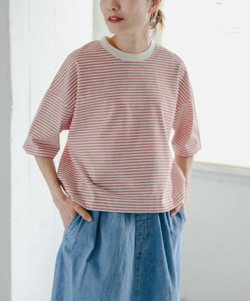 URBAN RESEARCH DOORS / アーバンリサーチ ドアーズ Tシャツ | FORK&SPOON　マルチボーダーTシャツ（レッド）