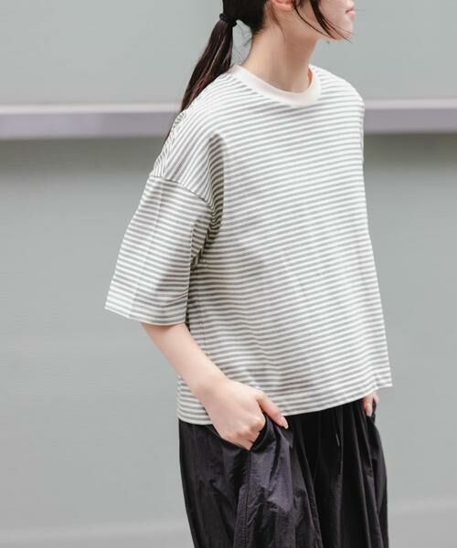 URBAN RESEARCH DOORS / アーバンリサーチ ドアーズ Tシャツ | FORK&SPOON　マルチボーダーTシャツ（チャコールグレー）
