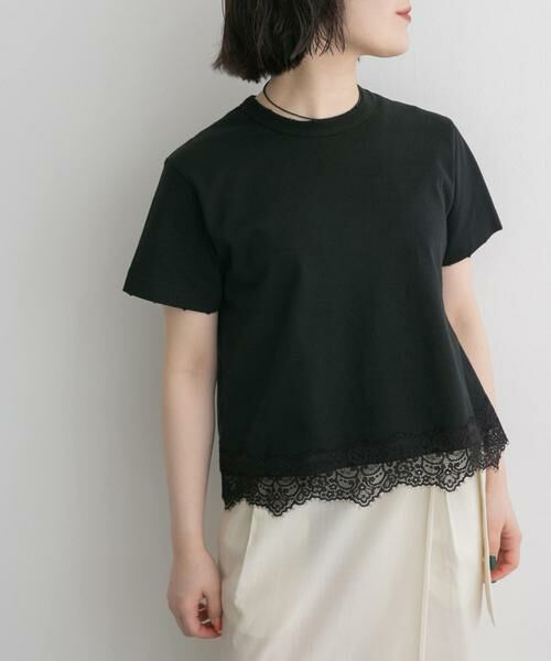 URBAN RESEARCH DOORS / アーバンリサーチ ドアーズ Tシャツ | FORK&SPOON　ヘムレースダメージTシャツ | 詳細3