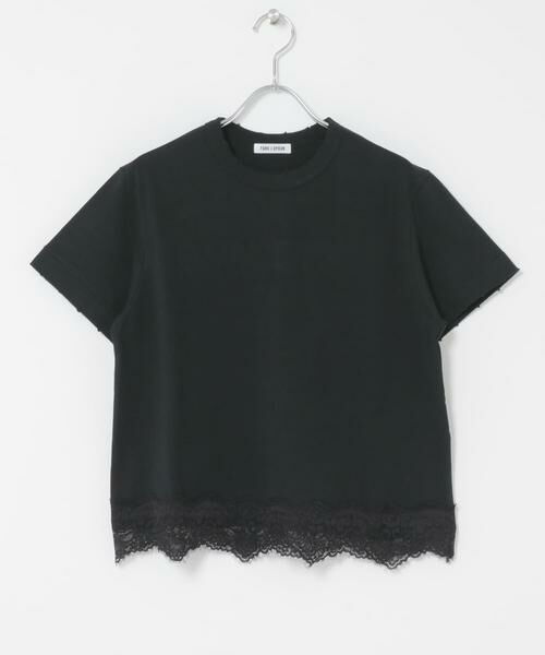 URBAN RESEARCH DOORS / アーバンリサーチ ドアーズ Tシャツ | FORK&SPOON　ヘムレースダメージTシャツ（ブラック）