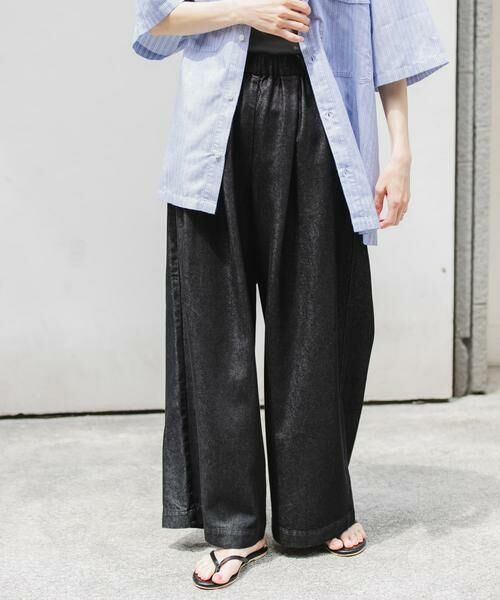 URBAN RESEARCH DOORS / アーバンリサーチ ドアーズ デニムパンツ | FORK&SPOON　セルロースデニムワイドパンツ（ブラック）