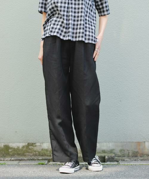 URBAN RESEARCH DOORS / アーバンリサーチ ドアーズ その他パンツ | FORK&SPOON　リネン混イージーパンツ（ブラック）