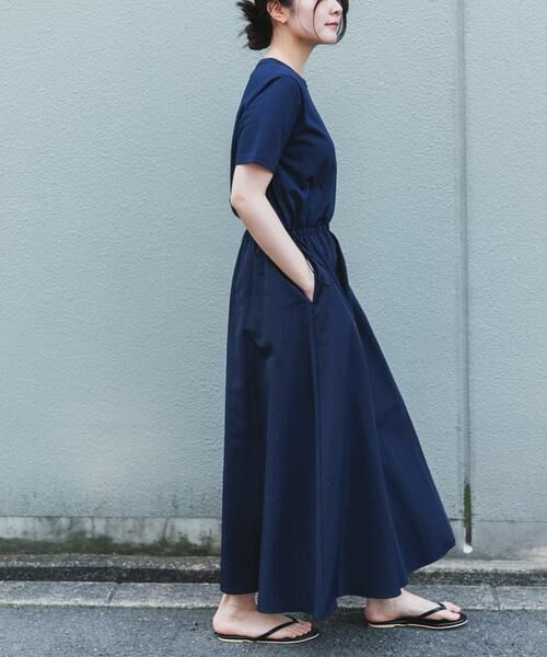 URBAN RESEARCH DOORS / アーバンリサーチ ドアーズ ワンピース | FORK&SPOON　ドッキングワンピース（ネイビー）