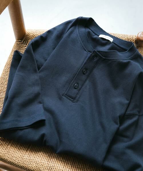 URBAN RESEARCH DOORS / アーバンリサーチ ドアーズ Tシャツ | TOMPKINS ヘンリーネック ショートスリーブ Tシャツ（ネイビー）