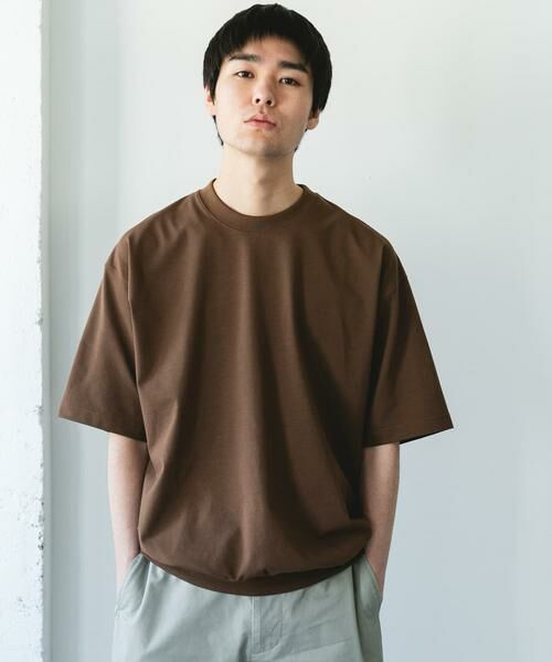URBAN RESEARCH DOORS / アーバンリサーチ ドアーズ Tシャツ | 『吸水速乾/防シワ/抗ピリング/UVカット/イージーケア』DRYMIX クルーネック ショートスリーブ スウェットTシャツ（ブラウン）