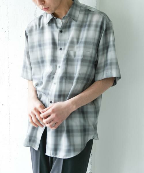 URBAN RESEARCH DOORS / アーバンリサーチ ドアーズ シャツ・ブラウス | オンブレチェック レギュラーカラーショートスリーブシャツ | 詳細15