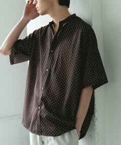 URBAN RESEARCH DOORS / アーバンリサーチ ドアーズ シャツ・ブラウス | バンドカラーショートスリーブ 総柄シャツ