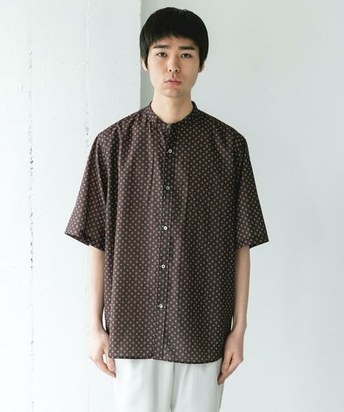 URBAN RESEARCH DOORS / アーバンリサーチ ドアーズ シャツ・ブラウス | バンドカラーショートスリーブ 総柄シャツ | 詳細6