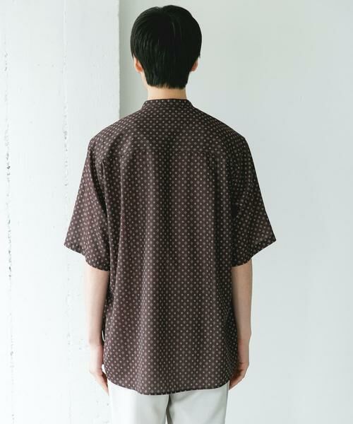 URBAN RESEARCH DOORS / アーバンリサーチ ドアーズ シャツ・ブラウス | バンドカラーショートスリーブ 総柄シャツ | 詳細8