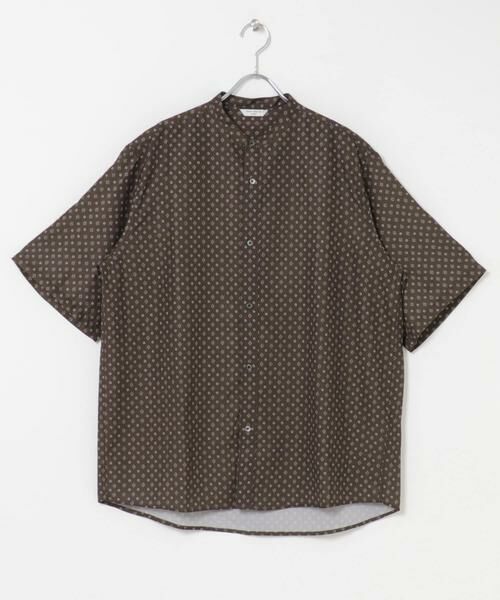 URBAN RESEARCH DOORS / アーバンリサーチ ドアーズ シャツ・ブラウス | バンドカラーショートスリーブ 総柄シャツ | 詳細9