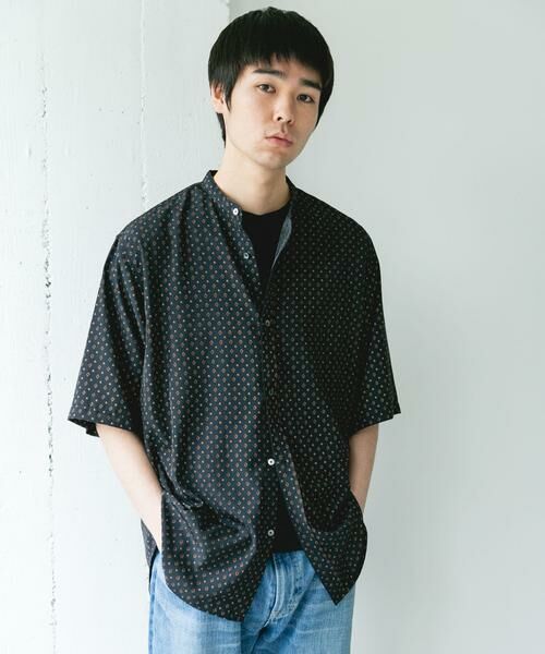 URBAN RESEARCH DOORS / アーバンリサーチ ドアーズ シャツ・ブラウス | バンドカラーショートスリーブ 総柄シャツ | 詳細11
