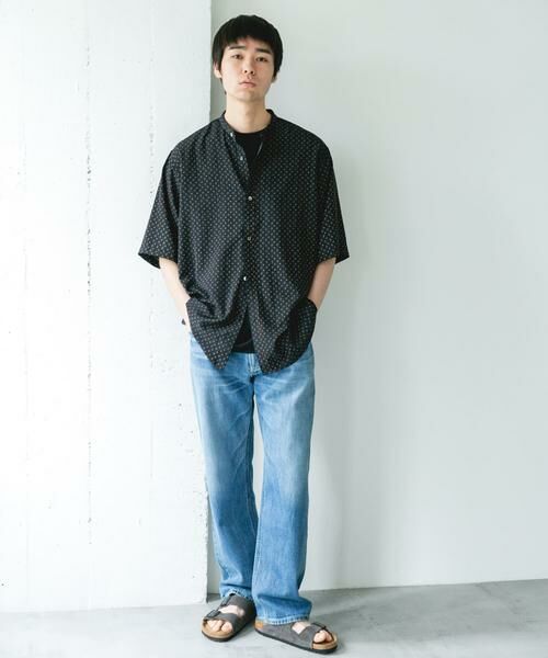 URBAN RESEARCH DOORS / アーバンリサーチ ドアーズ シャツ・ブラウス | バンドカラーショートスリーブ 総柄シャツ | 詳細17