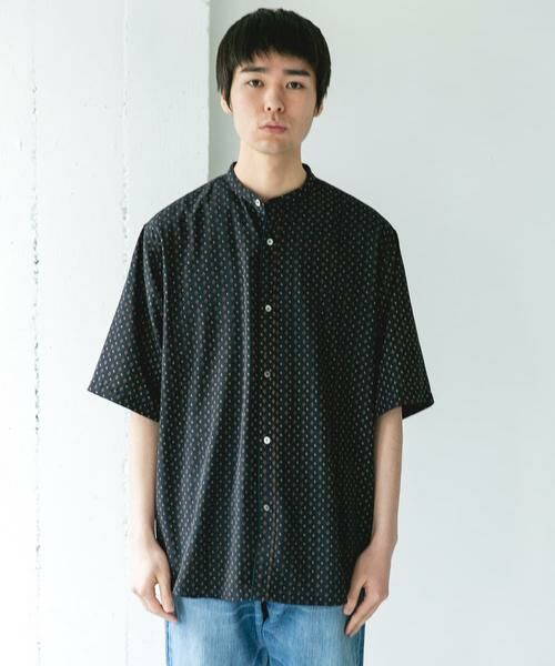 URBAN RESEARCH DOORS / アーバンリサーチ ドアーズ シャツ・ブラウス | バンドカラーショートスリーブ 総柄シャツ | 詳細19