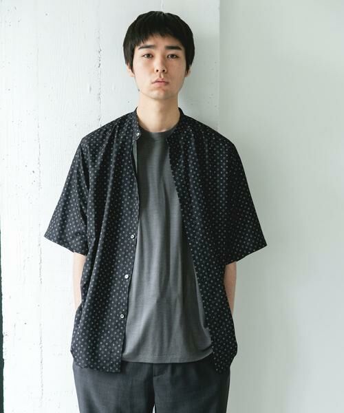 URBAN RESEARCH DOORS / アーバンリサーチ ドアーズ シャツ・ブラウス | バンドカラーショートスリーブ 総柄シャツ | 詳細27