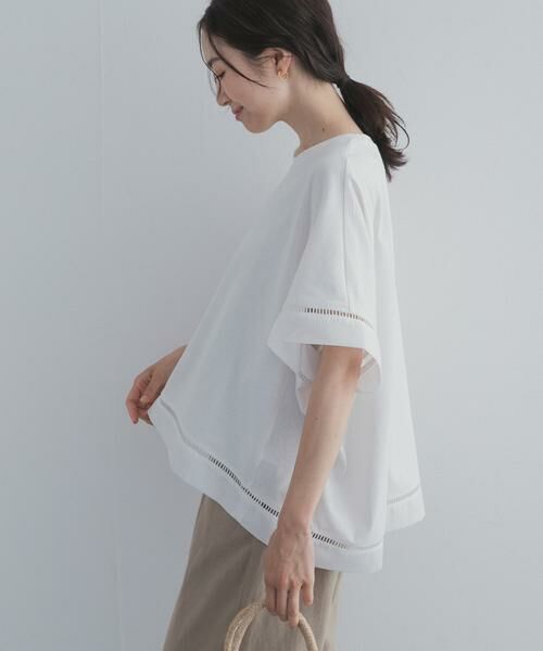 URBAN RESEARCH DOORS / アーバンリサーチ ドアーズ Tシャツ | ハシゴレースドッキングプルオーバー（オフホワイト）