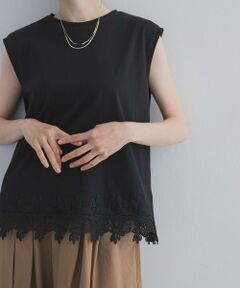 URBAN RESEARCH DOORS / アーバンリサーチ ドアーズ Tシャツ | 裾レースノースリーブプルオーバー