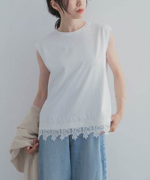 URBAN RESEARCH DOORS / アーバンリサーチ ドアーズ Tシャツ | 裾レースノースリーブプルオーバー | 詳細4