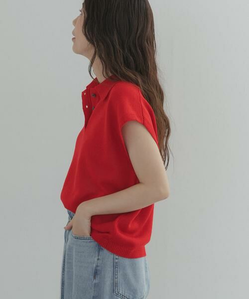 URBAN RESEARCH DOORS / アーバンリサーチ ドアーズ ニット・セーター | 『WEB限定』フレンチスリーブポロニット | 詳細5