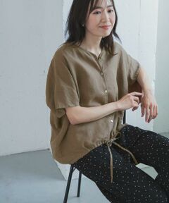URBAN RESEARCH DOORS / アーバンリサーチ ドアーズ シャツ・ブラウス | リネンフレンチスリーブドロストブラウス