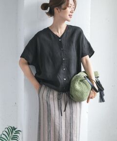 URBAN RESEARCH DOORS / アーバンリサーチ ドアーズ シャツ・ブラウス | リネンフレンチスリーブドロストブラウス