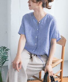 URBAN RESEARCH DOORS / アーバンリサーチ ドアーズ シャツ・ブラウス | リネンフレンチスリーブドロストブラウス