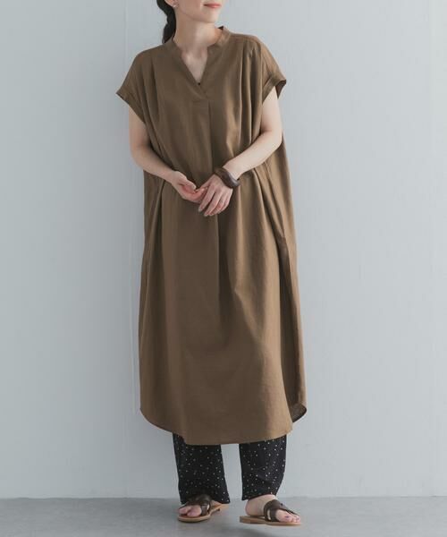 URBAN RESEARCH DOORS / アーバンリサーチ ドアーズ ワンピース | リネンレーヨンスキッパーフレンチワンピース（ベージュ）
