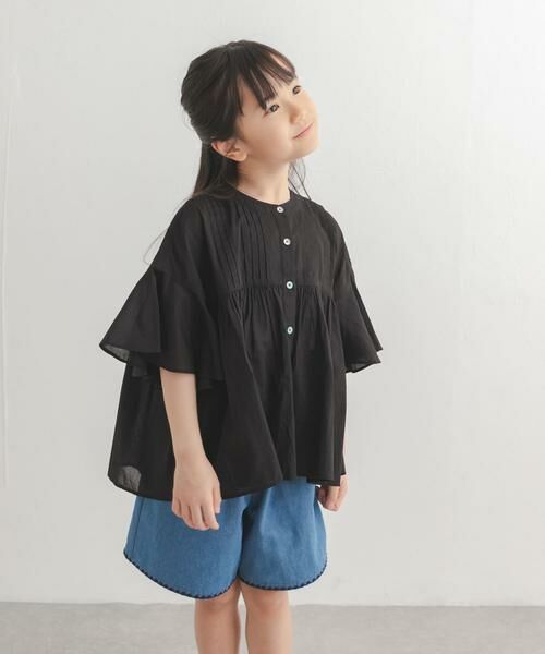 URBAN RESEARCH DOORS / アーバンリサーチ ドアーズ トップス | 『親子リンク』コットンボイルピンタックブラウス(KIDS)（ブラック）