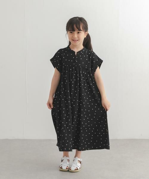 URBAN RESEARCH DOORS / アーバンリサーチ ドアーズ ワンピース | 『親子リンク』リネンリヨセルドットワンピース(KIDS)（ブラック）