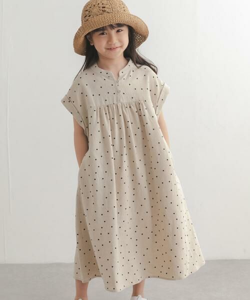 URBAN RESEARCH DOORS / アーバンリサーチ ドアーズ ワンピース | 『親子リンク』リネンリヨセルドットワンピース(KIDS)（ナチュラル）
