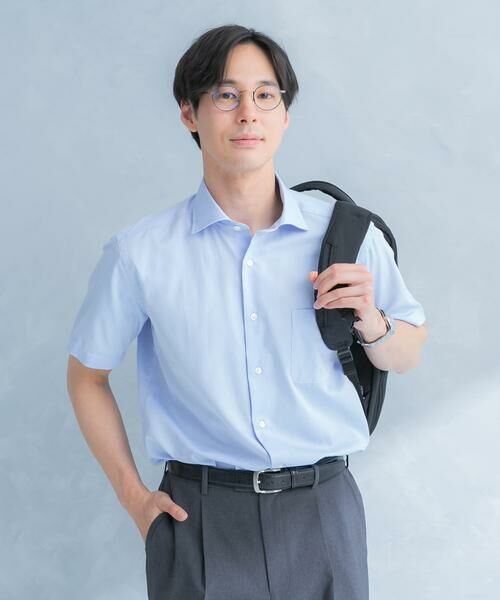 URBAN RESEARCH DOORS / アーバンリサーチ ドアーズ シャツ・ブラウス | LIFE STYLE TAILOR セミワイド半袖シャツ(ブルー)