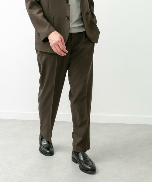 URBAN RESEARCH DOORS / アーバンリサーチ ドアーズ スラックス・ドレスパンツ | LIFE STYLE TAILOR　リネンライクコンフォータブル1タックパンツ（ブラウン系その他）