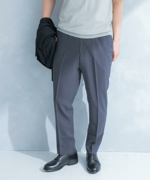 URBAN RESEARCH DOORS / アーバンリサーチ ドアーズ パンツ | LIFE STYLE TAILOR　リネンライク千鳥柄コンフォータブルパンツ（グレー）